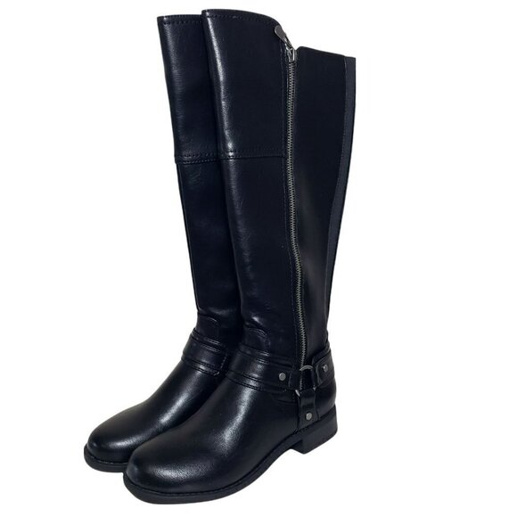GBG Los Angeles Womens Black Pull On Round Toe Zip Knee High Riding Boot Various - Picture 2 of 8